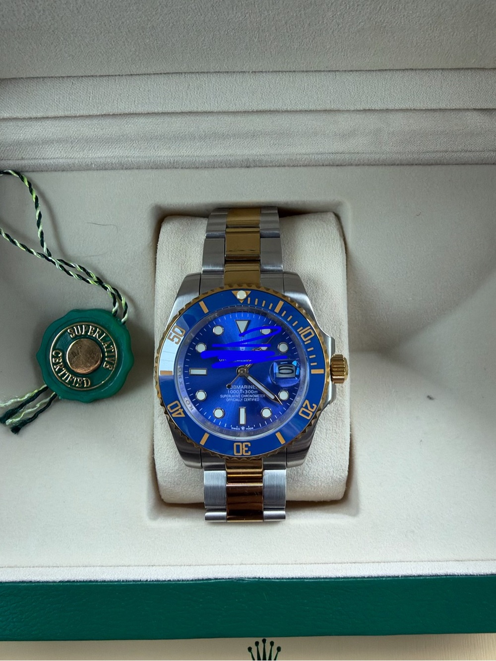 Blue Dial Two-Tone Men's SUB Dive Watch